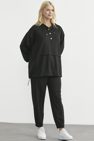Sementa Scuba Oversize Tunik Eşofman Takım - Siyah Siyah