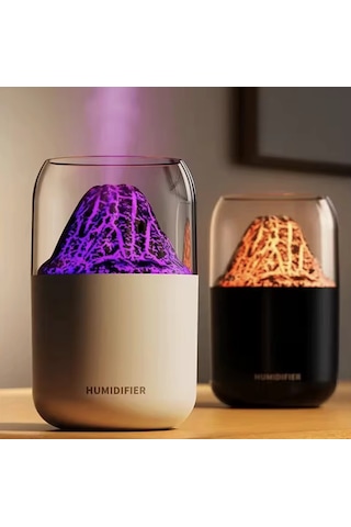 Volcano Ultrasonik Hava Nemlendirici 300ml Usb Şarjlı, Sessiz Aromaterapi Soğuk Buhar Difüzör