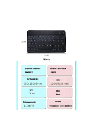 Samsung Galaxy A9+ X210 11'' Uyumlu Ekran Koruyucu Klavye Mouse Set Siyah