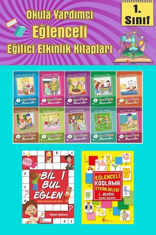 1.sınıflar İçin Okumayı Sevdiren 10 Lu Hikaye Seti -bil Bul Eğlen-kodlama 9 Okulda Evde Tatilde
