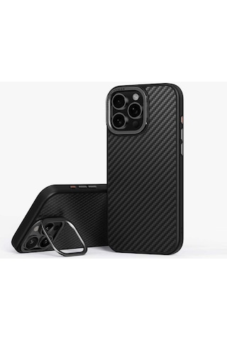 Apple Uyumlu iPhone 16 Pro Max Kılıf Keva Max Serisi Armaid Fiber Standlı Magsafe Özellikli Magclick Premium