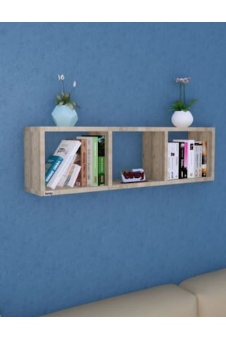 Yatay Raf ,dekoratif Raf,aksesuar Raf Kitaplık Lefkas Meşe