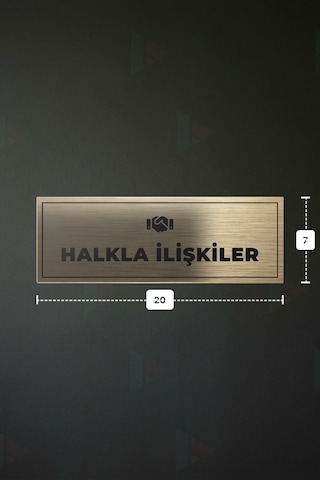 Halkla İlışkıler Yazılı - Metal - Gold Renk - Kapı İsimliği - 20x7 Cm