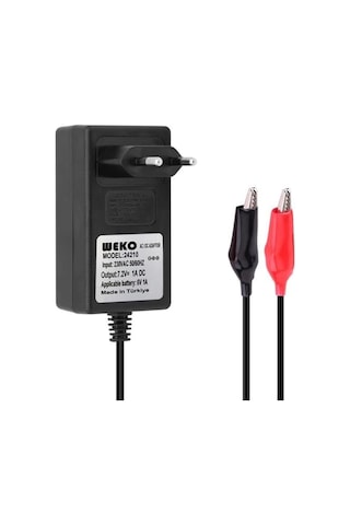 Weko 7.2 Volt - 1 Amper Krokodil Uçlu Priz Tipi Yerli Üretim Akü Şarj Adaptörü