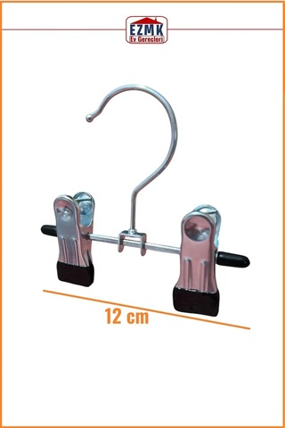 Ayarlanabilir Mandallı, Krom Metal Eşarp Askısı, Şapka Askısı \ 10 Adet \ 12 Cm Krom