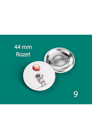 44 Mm Buton Rozet İğneli Çanta Kıyafet Rozeti Balonlu Astronot Çok Renkli