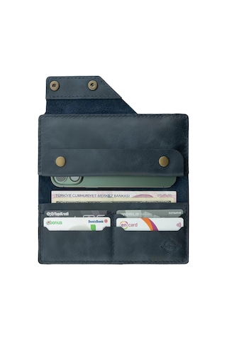 Twingold İsme Özel Dikey Çıtçıtlı Uzun Cüzdan - %100 Rainbow Deri - A010006 - Lacivert Lacivert