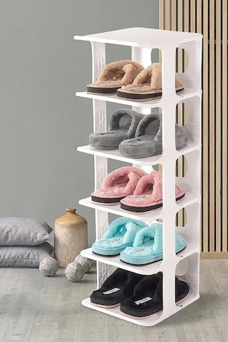 Mithra Life 5 Katlı Plastik Beyaz Ayakkabı Rafı Mıt1062 Beyaz