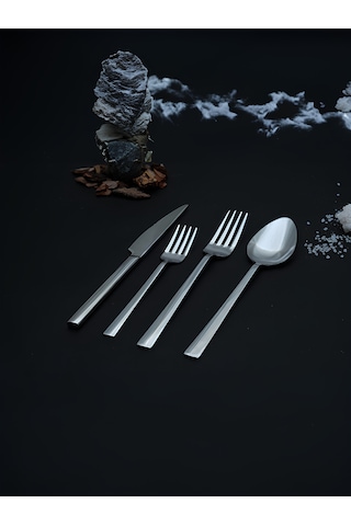 Gökdil Asya Silver 48 Parça 12 Kişilik Sade & Kutulu Yemek Ve Tatlı Çatal & Kaşık & Bıçak Takımı Gümüş