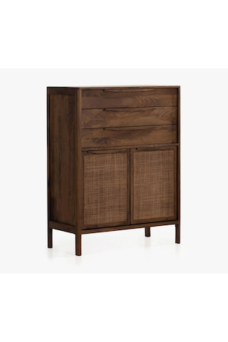 Rattoria Masif Ahşap Walnut Çok Amaçlı Büfe Dolap Ceviz