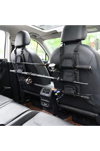 Teltree Araç Arka Koltuk Balıkçılık Kamışı Tutucu Seti - Sürekli Sabitleme, Araç İçi Balıkçılık Gereci Siyah, 38x18cm