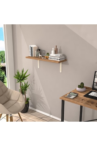 L Konsol Duvar Rafı - Duvara Monte Raf 25x60 Cm Metalik