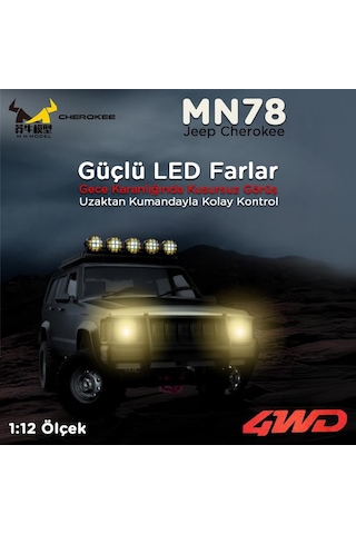 Mn Model Mn78 1/12 Jeep Cherokee 4x4 Rc Model Crawler Offroad Truck Uzaktan Kumandalı Araba Rtr Gümüş+dahili Işık Seti
