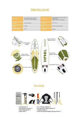Şişme Sup Board/ Stand Up Paddle Board 81 320 15cm Full Set Ye...