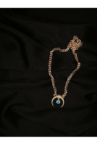 Nazar Detaylı Hilal Model Zincir Kolye Gold - 587013108 Gold