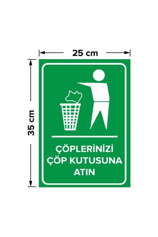 Mıgnatıs Çöplerinizi Çöp Kutusuna Atın Levhası - Sac Malzeme 25x35cm
