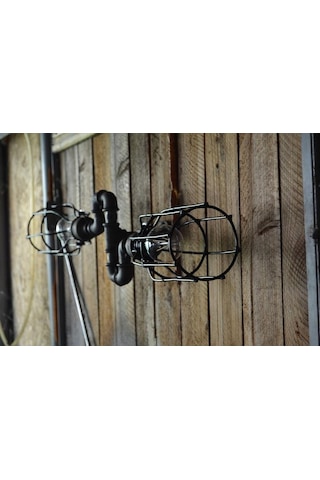 2 'li Borulardan Duvar Lambası Hediyelik Duvar Apliği Vintage Siyah