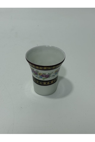 Couleuvre Limoges Çiçek Desenli Bordo Mini Su Bardağı 5,5cm Beyaz