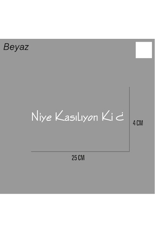 Niye Kasılıyon Ki Sticker Arka Cam Söz Sticker Etiket 25cm