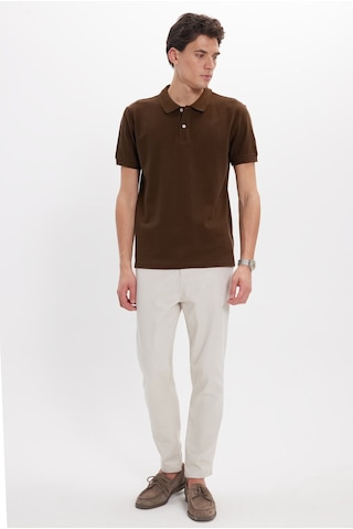 Tudors Erkek Slim Fit Dar Kesim %100 Pamuk Kısa Kollu Polo Yaka Kahverengi Tişört-51136