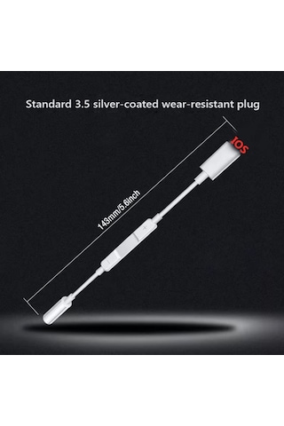 Apple Uyumlu iPhone  Lightning To 3.5mm Aux Kulaklık Dönüştürücü Adaptör - Müzik Ve Ses Kontrol Destekli