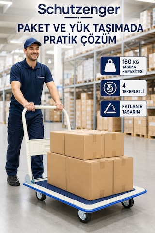 160 Kg Taşıma Kapasiteli Katlanır Yük Ve Paket Taşıma El Arabası 4 Tekerlekli Platformlu Taşıma Arabası