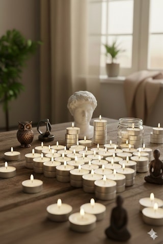 Tealight Beyaz Mum Kokusuz 1 Adet Dekoratif, Uzun Süre Yanan, Kaliteli Mum