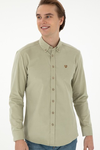 U.s. Polo Assn. Erkek Açık Haki Gömlek Desenli 50291395-vr183 Açık Haki