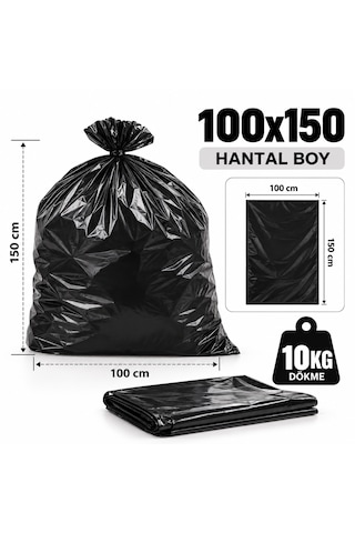 Siyah Çöp Torbası 100x150 Cm Hantal Boy 10 Kg Dökme Kalın Çöp Poşeti Endüstriyel Ağır Hizmet