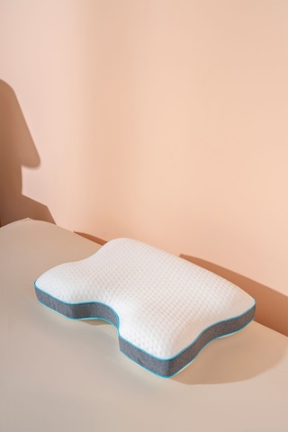 Boyun Destekli Ortopedik Visco Yastık Horlama Yastığı 55x40x12/10 Cm Beyaz