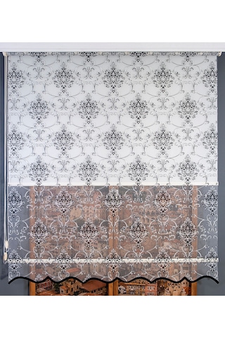 Çift Mekanizmalı Simli Tül Stor Perde Beyaz-siyah