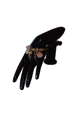 Uzel Çelik Bileklik Sarı Gold Model Incili Deniz Kabuğu Pembe