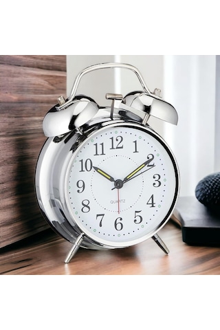 Valkyrie Akar Saniyeli Nostaljik Büyük Boy Masa Çalar Saat Yüksek Alarm Sesi 16,5cm Hediyelik Işıklı Parlak Akrep Yelkovan