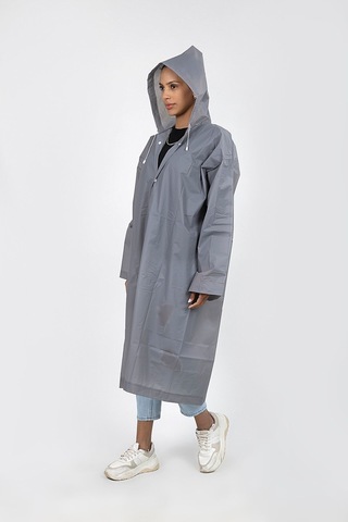 Polo55.sport.1855 Gri Kapüşonlu Çıtçıtlı Yağmurluk Ve Rüzgarlık Gri