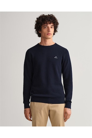 Gant Erkek Lacivert Regular Fit Bisiklet Yaka Kazak Lacivert