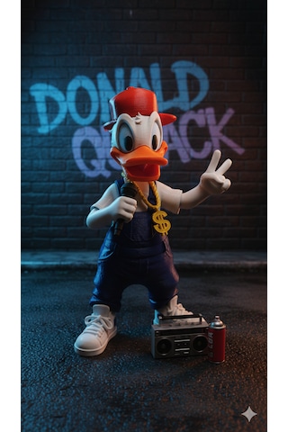 Rapçi Donald Duck Karakter Figürü - Pop-art Sokak Sanatı Heykelcik - Hypebeast Ofis Ve Masa Aksesuarı - Koleksiyonluk Dekoratif Obje Hip-hop Temalı