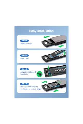 Sd4, M.2 Ssd Kutusu - Nvme/ngff Sata Destekli Usb 3.2 Gen2 10gbps Type-c Harici Disk Kabı