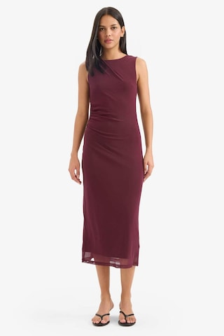 Defacto Bodycon Vücudu Saran Yuvarlak Yaka Tül Kolsuz Midi Elbise D8036ax25aubr232 Bordo