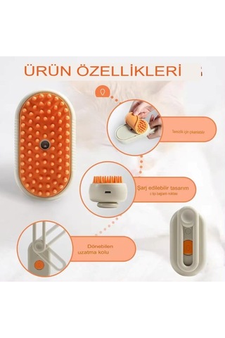 Buharlı Kedi Ve Köpek Tarağı, Evcil Hayvan Tüy Temizleme Ve Masaj Tarağı, Yumuşak Başlıklı Pratik Buharlı Ke