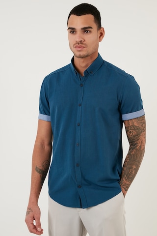 Buratti Pamuklu Slim Fit Düğmeli Yaka Kısa Kollu Erkek Gömlek Cf21S112546 Indigo