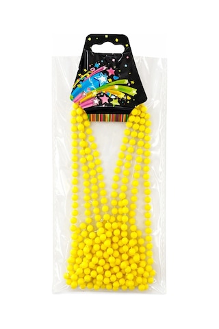 Neon Sarı Boncuk Kolye 80 Cm Retro 80 Ler 90 Lar Parti Aksesuarı