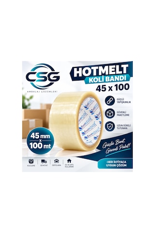 Hotmelt 45x100mt Şeffaf Koli Bandı Güçlü Yapışkanlı Paketleme Bandı 1