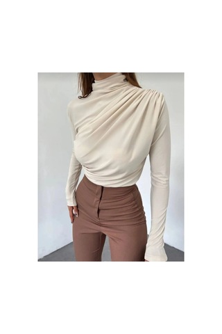Unika Boutique Büzgülü Bluz Bej