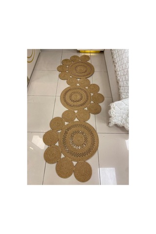 Jüt Hasır Görünümlü Desenli Modern El Örgüsü Sarmal Halı Kilim Kırçıl Hasır Kırçıl Hasır