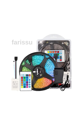 5 Metre 12 Renkli Led Şerit Işık Esnek Dekoratif Aydınlatma Uzaktan Kumandalı Enerji Tasarruflu Çok Renkli