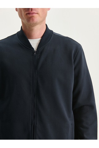 Lcwaıkıkı Basic Lacivert Kolej Yaka Uzun Kollu Erkek Fermuarlı Sweatshirt