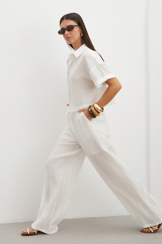 Uterpe Linen-look Beyaz Pantolon