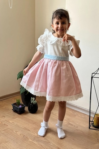 Yazlık Elbise Kısa Kollu Tüllü Tütü Astarlı Kız Çocuk Elbise Bebek Giyim Kız Bebek Elbise Elbysaten 001