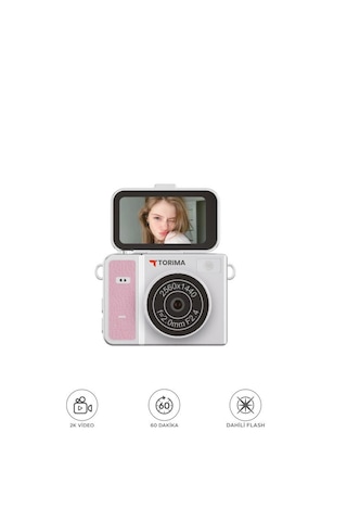 Torima CMR46 2K Flip Ekranlı Mini Dijital Video Kamera Pembe