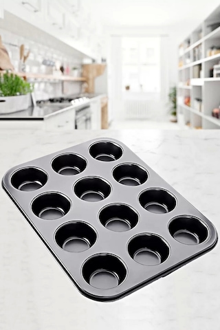 Muffin Kalıbı 12'li Kek Pasta Kurabiye Cupcake Muffin Kalıbı Kek Çörek Fırın Kapsül Tepsisi Siyah